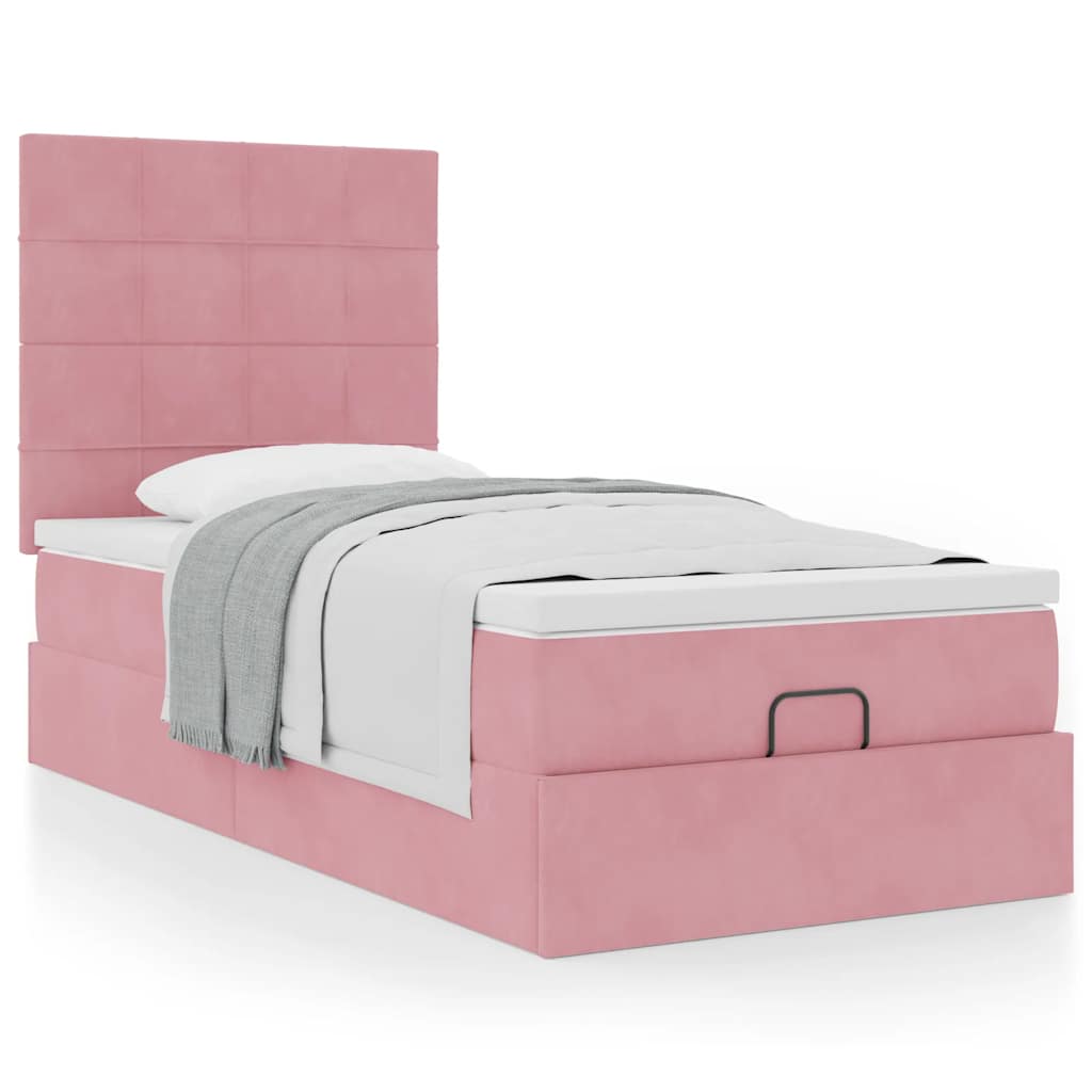 Ottoman-Bett mit Matratzen Rosa 80×200 cm Samt