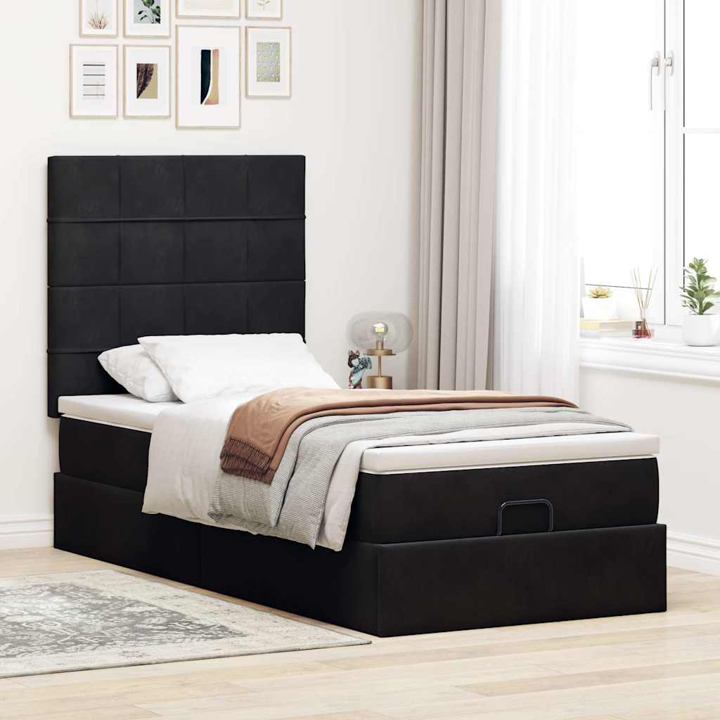 Thumbnail - vidaXL Ottoman-Bett mit Matratzen Schwarz 90x190 cm Samt
