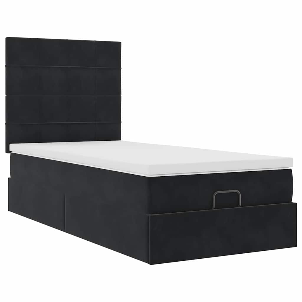 vidaXL Ottoman bed met matrassen 90x200cm fluweel zwart, foto 4