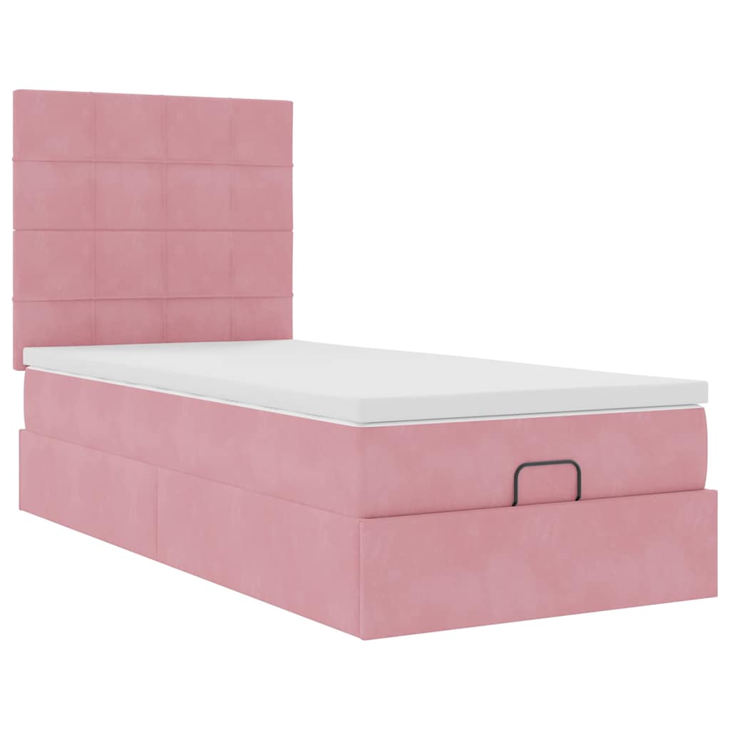 vidaXL Ottoman bed met matrassen 90x200cm fluweel roze, foto 4