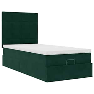 Osmanský rám postele s matracemi tmavě zelené 100x200cm samet - obrázek 6
