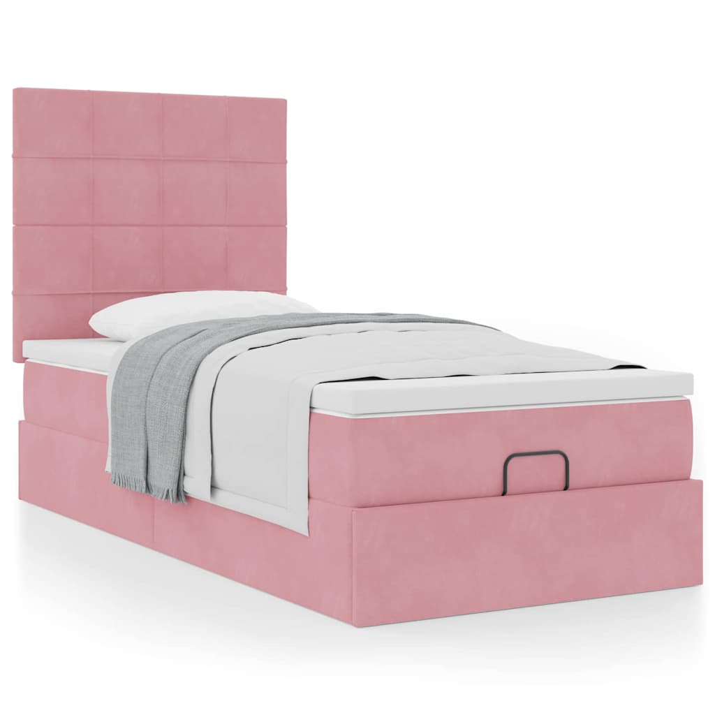 Ottoman-Bett mit Matratzen Rosa 100×200 cm Samt