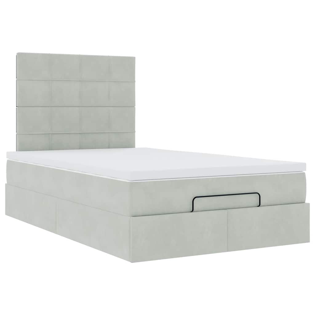 vidaXL Ottoman bed met matrassen 120x190cm fluweel lichtgrijs grijs, foto 4