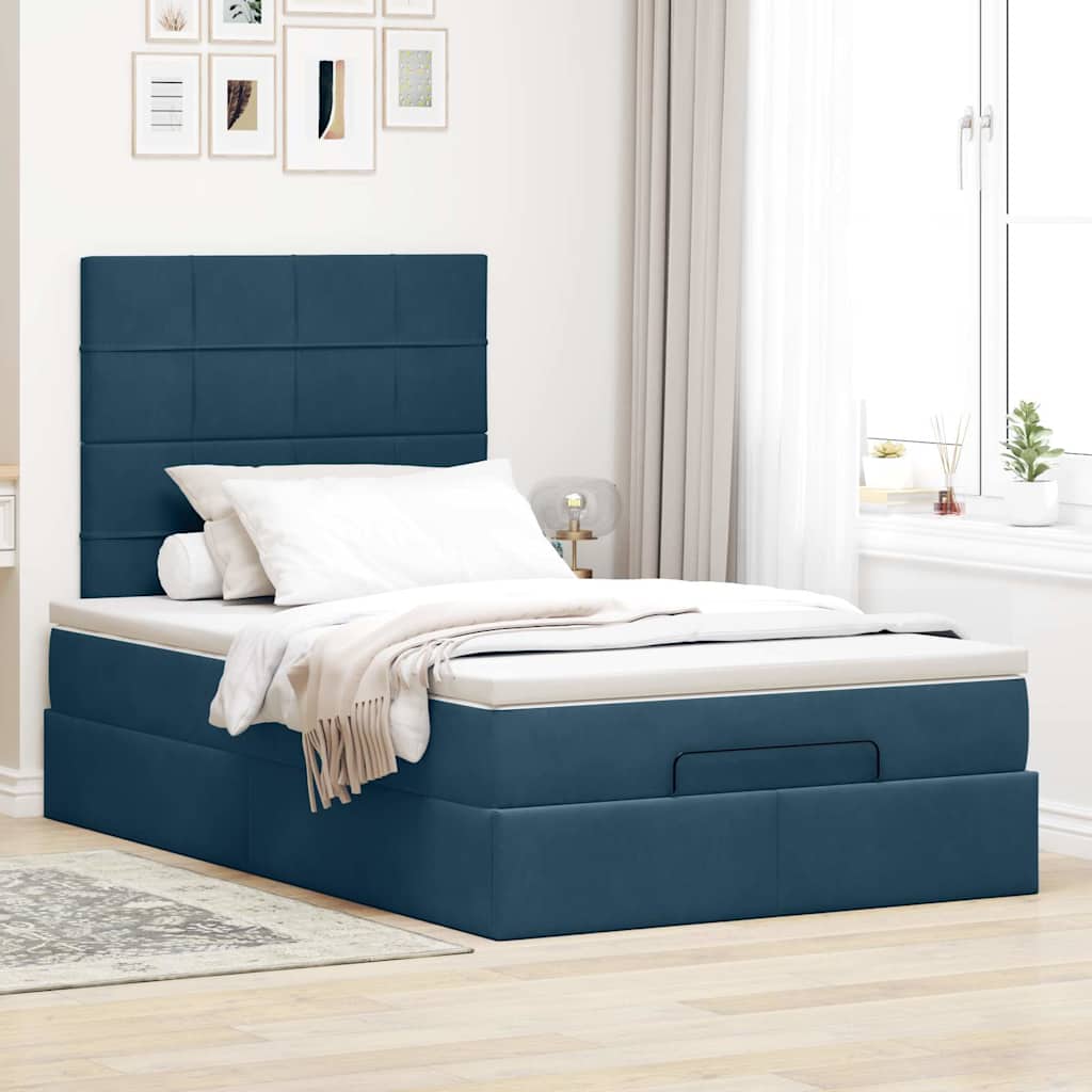 Thumbnail - vidaXL Ottoman-Bett mit Matratzen Dunkelblau 120x190 cm Samt
