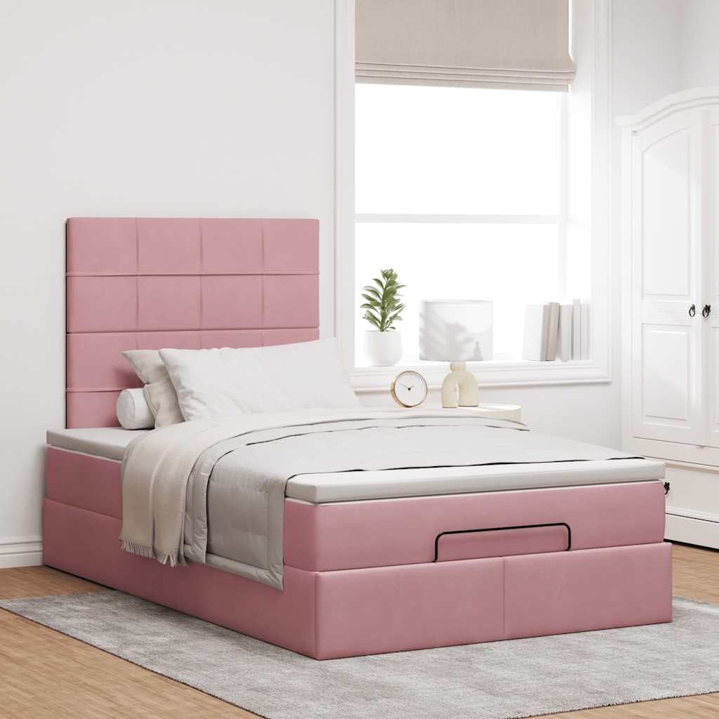 Thumbnail - vidaXL Ottoman-Bett mit Matratzen Rosa 120x190 cm Samt