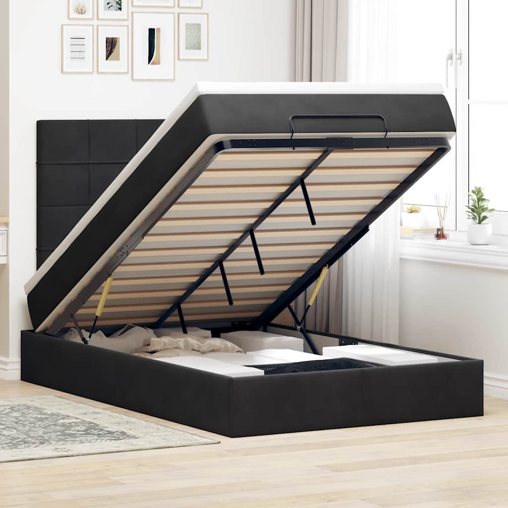 vidaXL Ottoman-Bett mit Matratzen Schwarz 120x200 cm Samt