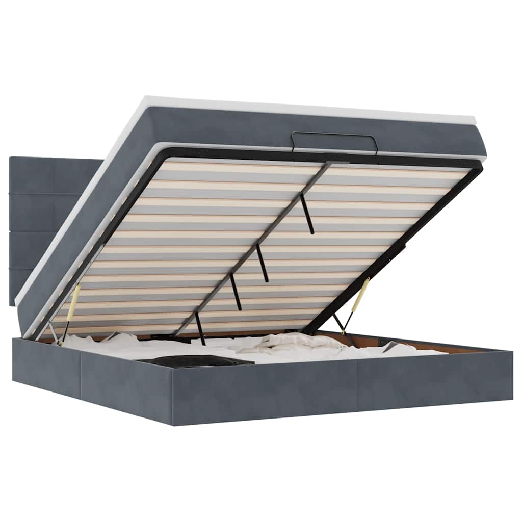 E-shop vidaXL Osmanský rám postele s matracmi tmavosivá 160x200 cm zamat