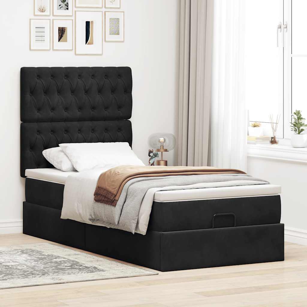 Thumbnail - vidaXL Ottoman-Bett mit Matratzen Schwarz 80x200 cm Samt