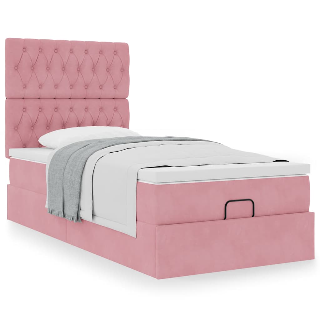 Ottoman-Bett mit Matratzen Rosa 80×200 cm Samt