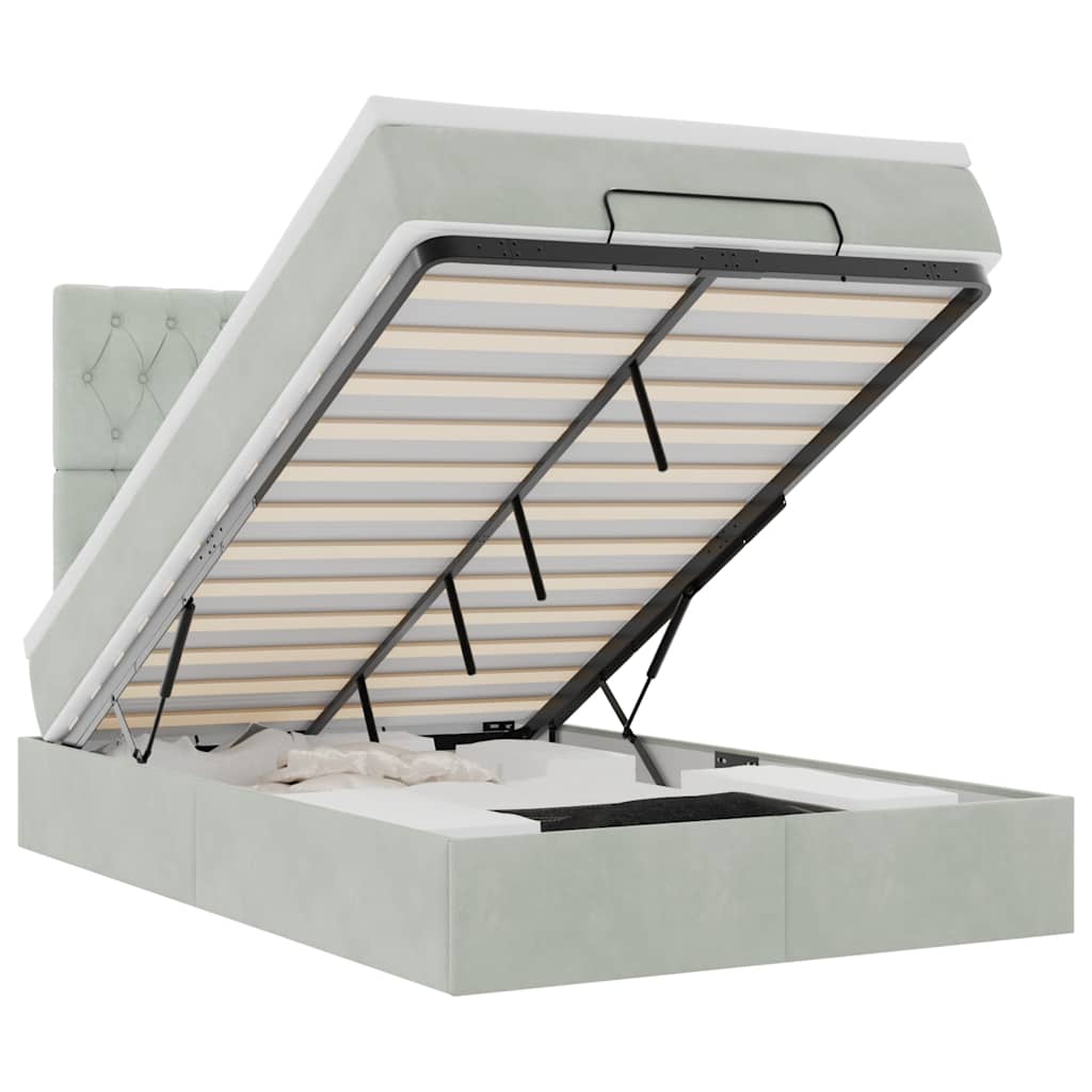 vidaXL Ottoman bed met matrassen 120x190cm fluweel lichtgrijs grijs, foto 3