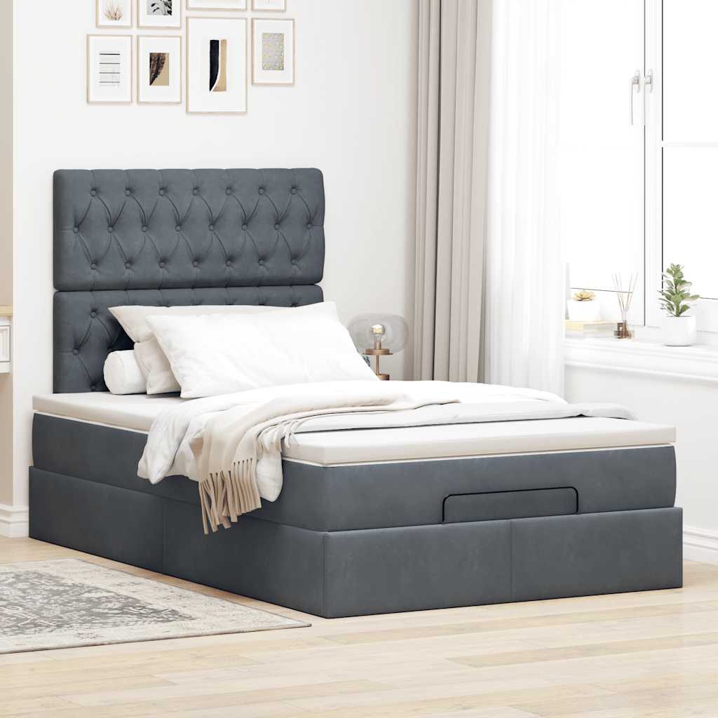 vidaXL Ottoman bed met matrassen 120x190cm fluweel donkergrijs grijs, foto 2