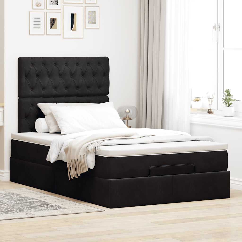 Thumbnail - vidaXL Ottoman-Bett mit Matratzen Schwarz 120x190 cm Samt