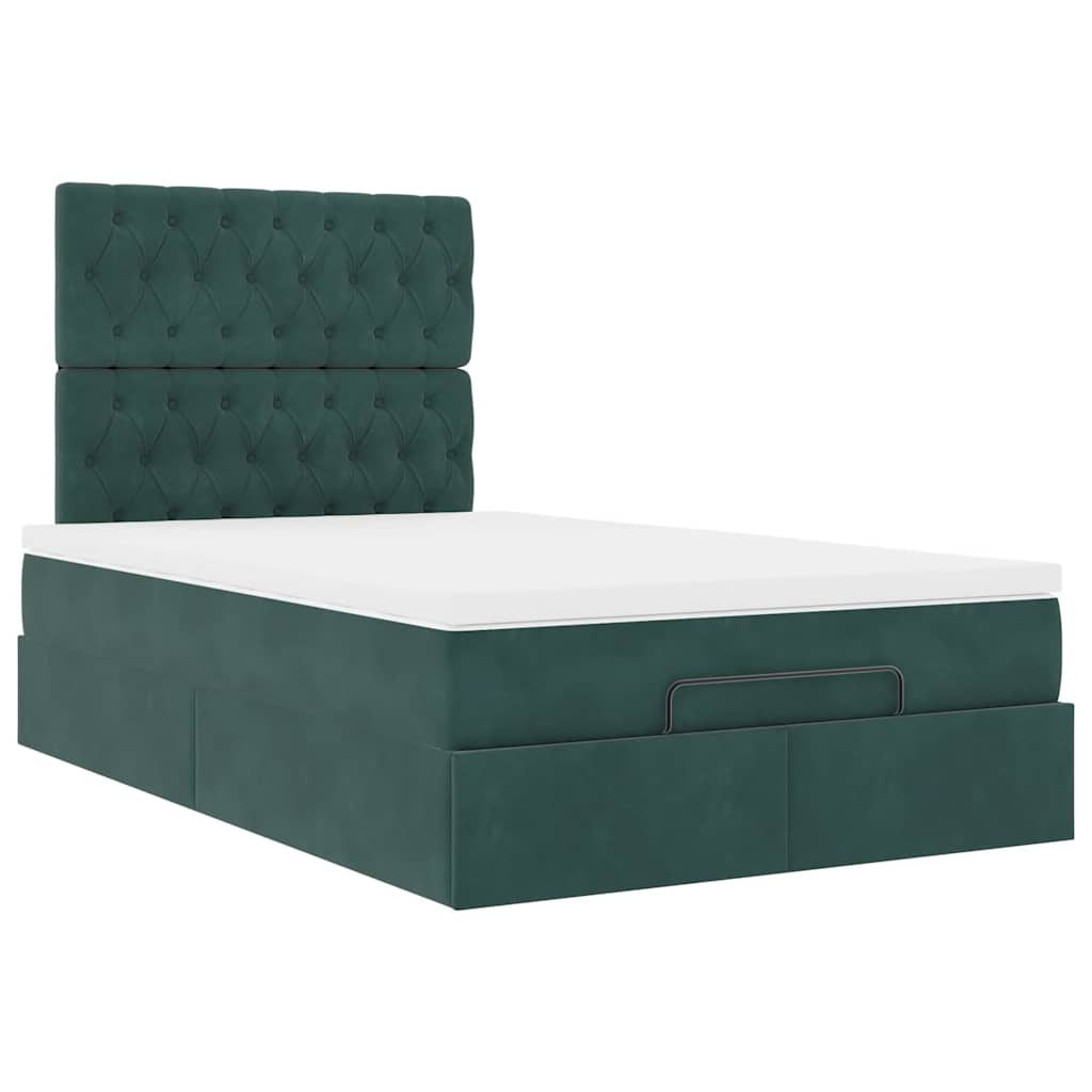 vidaXL Ottoman bed met matrassen 120x190cm fluweel donkergroen groen, foto 4