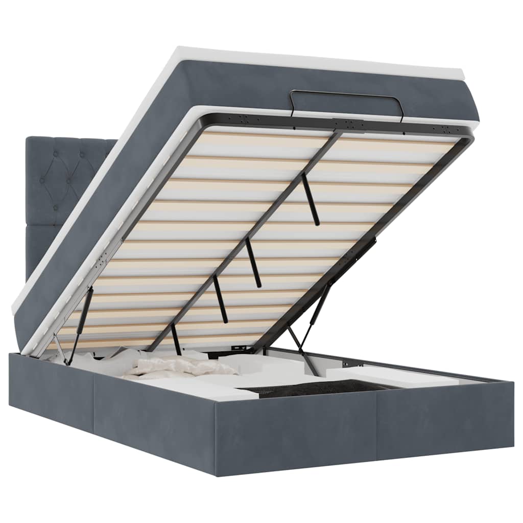 Thumbnail - vidaXL Ottoman-Bett mit Matratzen Dunkelgrau 120x200 cm Samt