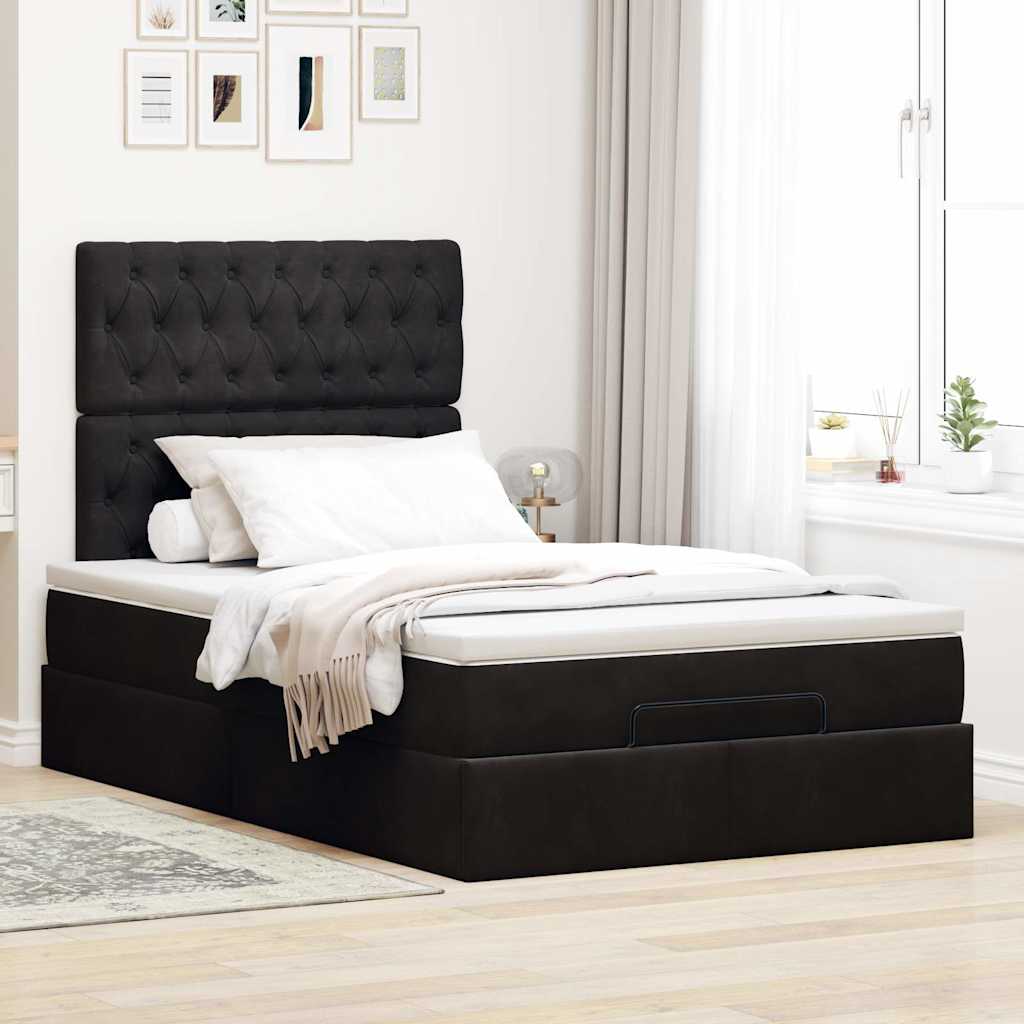 Thumbnail - vidaXL Ottoman-Bett mit Matratzen Schwarz 120x200 cm Samt