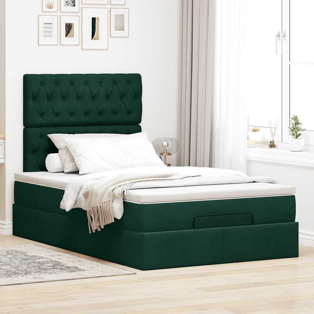 vidaXL Ottoman bed met matrassen 120x200cm fluweel donkergroen groen, foto 2