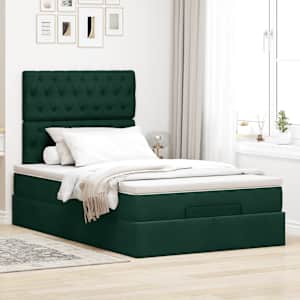 vidaXL Otomanski posteljni okvir z vzmetnicami zelen 120x200cm žamet