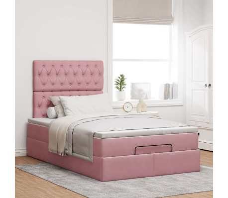 vidaXL Ottoman bed met matrassen 120x200cm fluweel roze