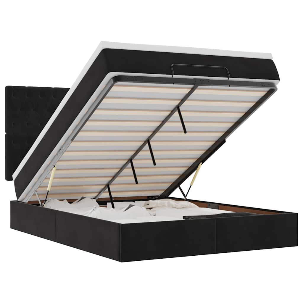 Thumbnail - vidaXL Ottoman-Bett mit Matratzen Schwarz 140x200 cm Samt