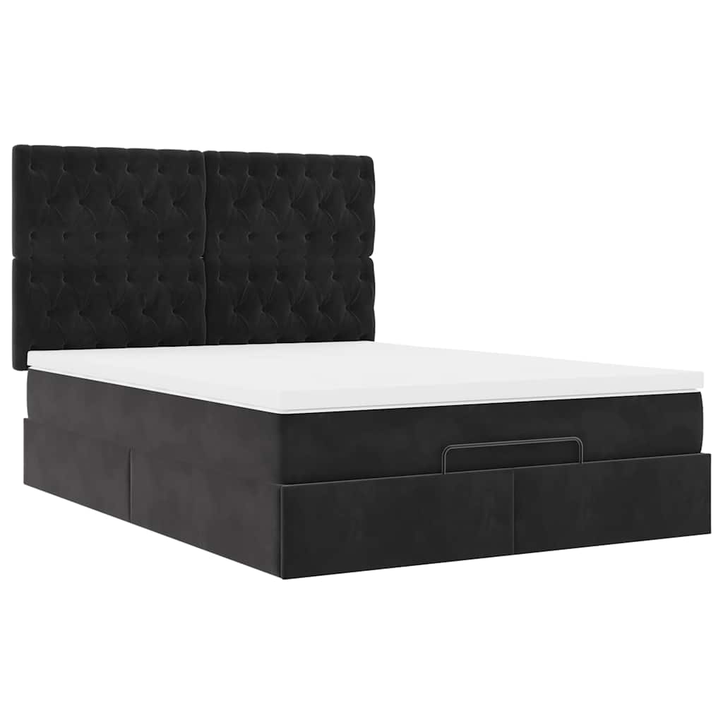 vidaXL Ottoman bed met matrassen 140x200cm fluweel zwart, foto 4