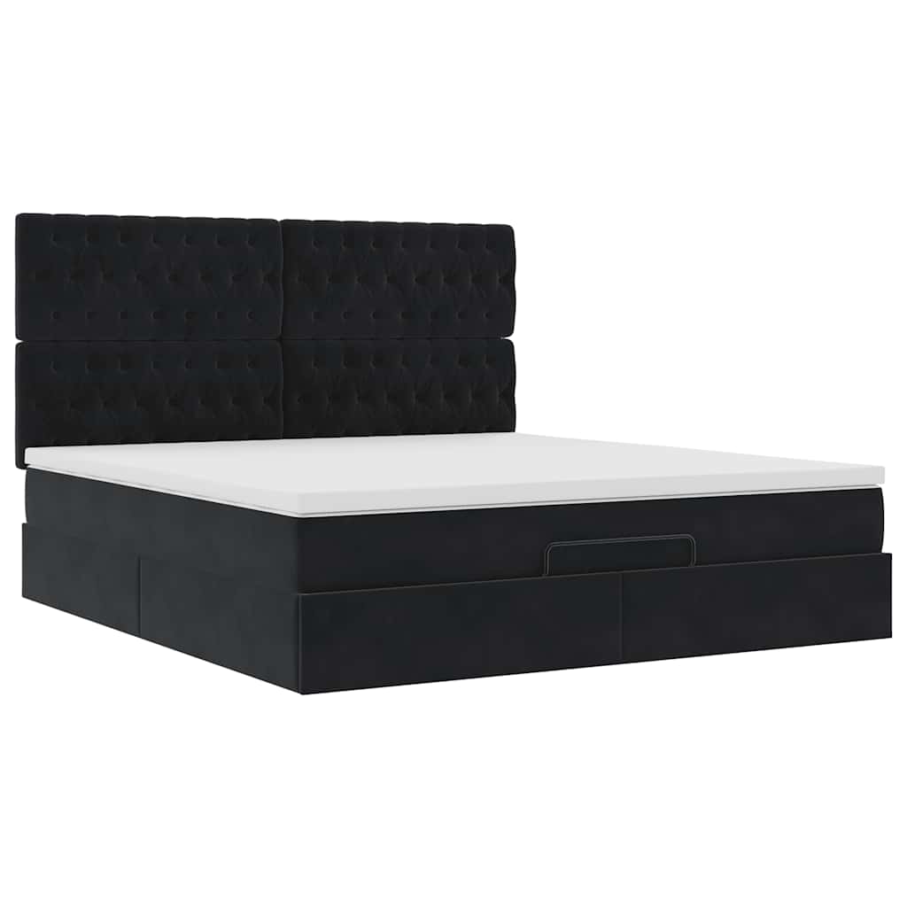 vidaXL Ottoman bed met matrassen 180x200cm fluweel zwart, foto 4