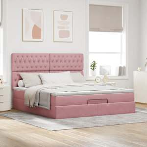 vidaXL Ottoman bed met matrassen 180x200cm fluweel roze