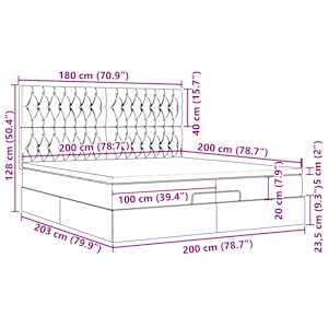 Osmanský rám postele s matrací tmavě modrý 200x200cm samet - obrázek 16
