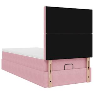 Osmanský rám postele s matracemi růžová 80x200cm samet - obrázek 9