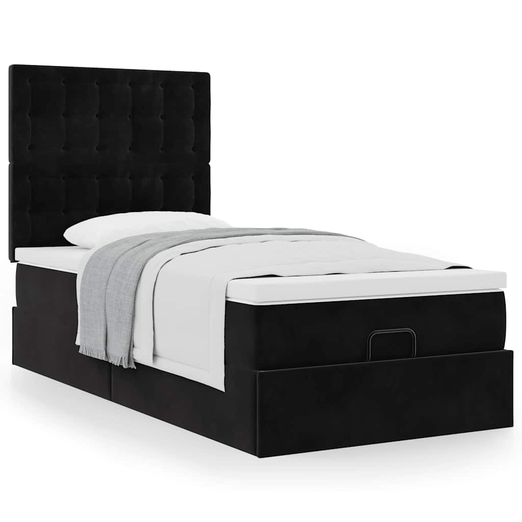 vidaXL Ottoman-Bett mit Matratzen Schwarz 90x190 cm Samt