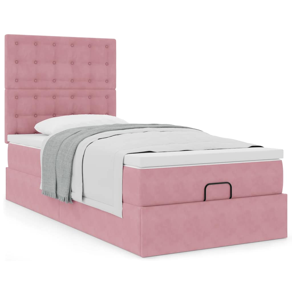 Ottoman-Bett mit Matratzen Rosa 90×190 cm Samt