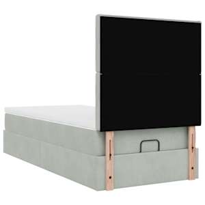 Osmanský rám postele s matracemi světle šedá 90x200cm samet - obrázek 9