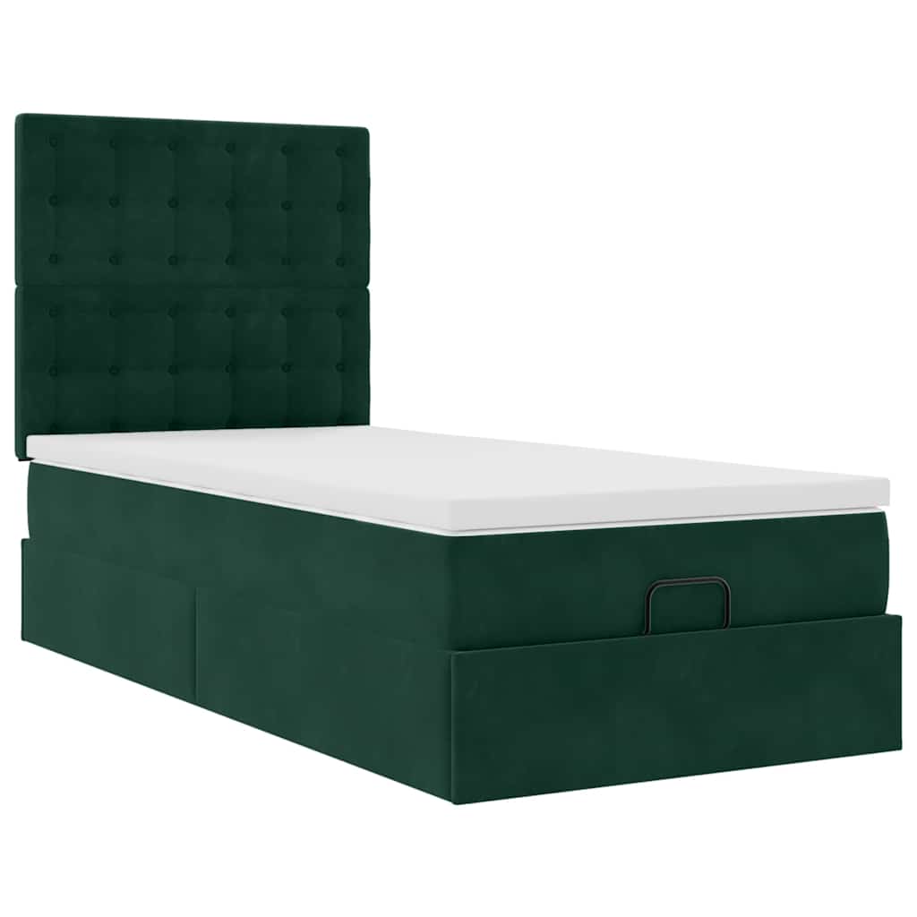 vidaXL Ottoman bed met matrassen 90x200cm fluweel donkergroen groen, foto 4