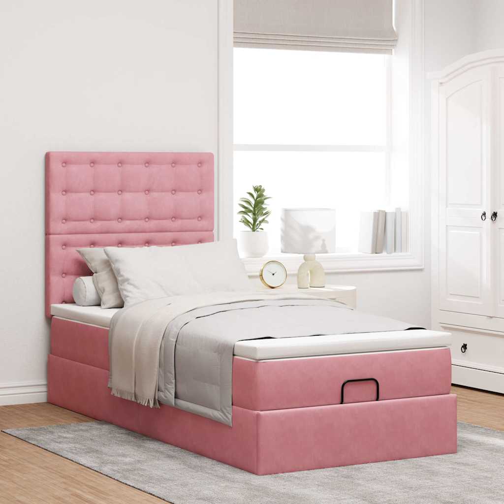 Thumbnail - vidaXL Ottoman-Bett mit Matratzen Rosa 100x200 cm Samt
