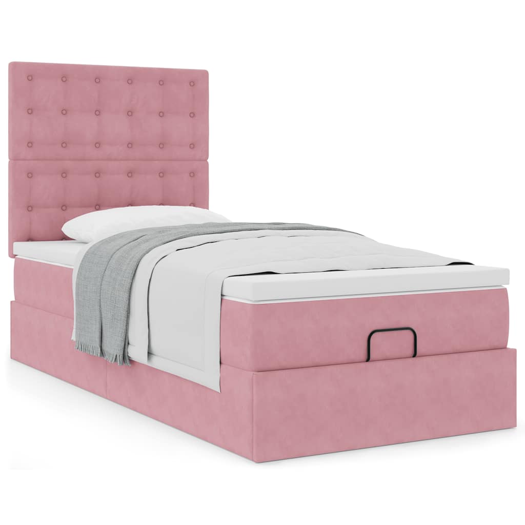 Ottoman-Bett mit Matratzen Rosa 100×200 cm Samt