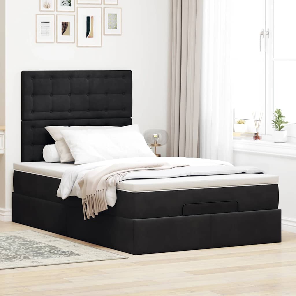 Thumbnail - vidaXL Ottoman-Bett mit Matratzen Schwarz 120x190 cm Samt