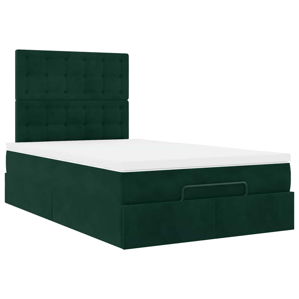 vidaXL Ottoman bed met matrassen 120x200cm fluweel donkergroen groen, foto 4