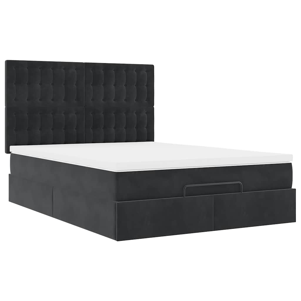 vidaXL Ottoman bed met matrassen 140x200cm fluweel zwart, foto 4
