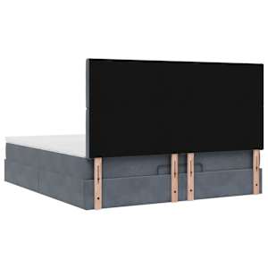 Osmanský rám postele s matracíes tmavě šedá 160x200cm samet - obrázek 9