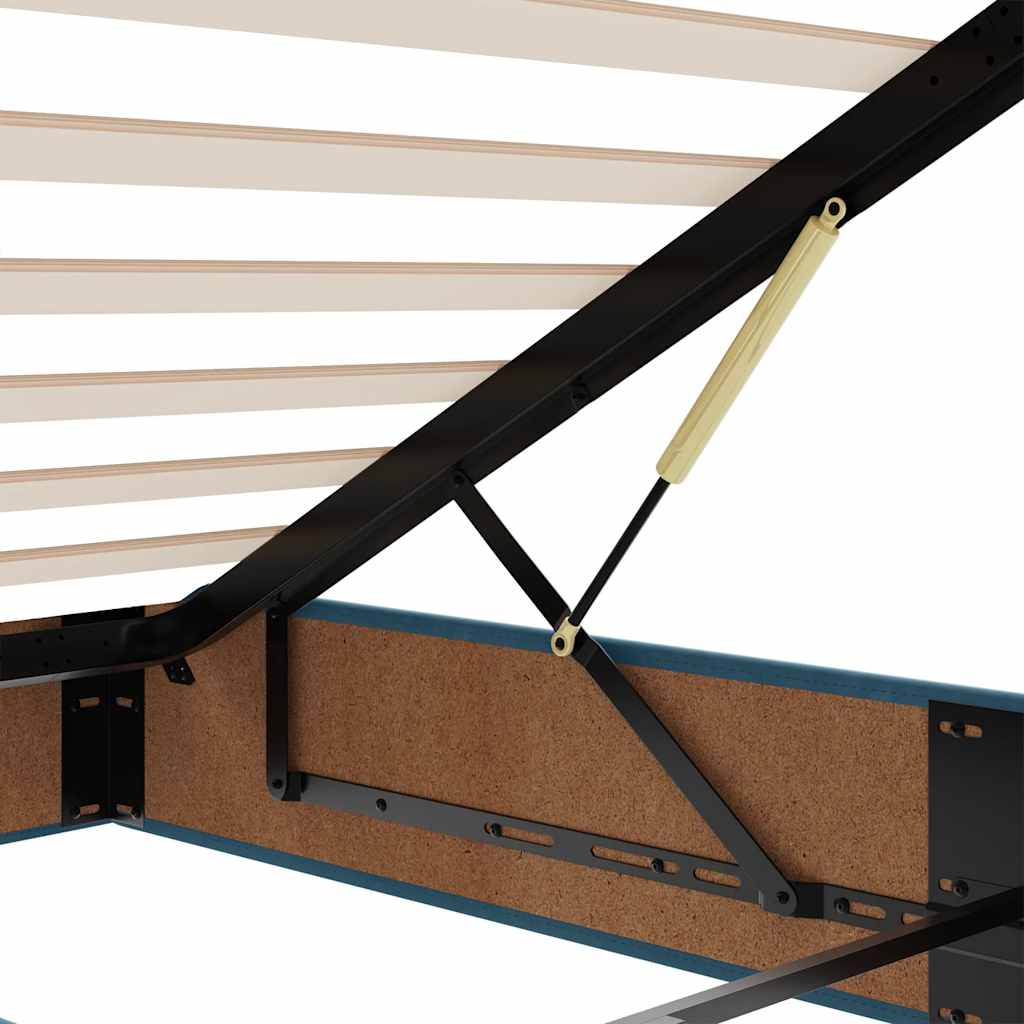 Otomanski posteljni okvir z vzmetnicami moder 160x200 cm žamet - slika 13