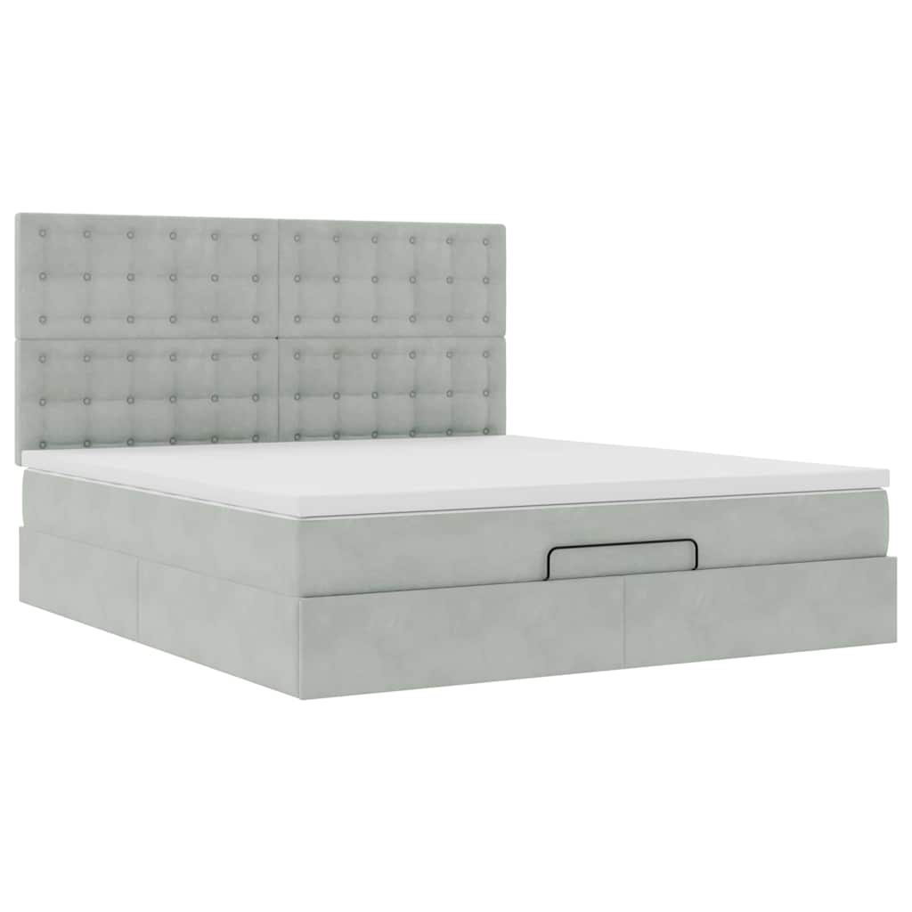 vidaXL Ottoman bed met matrassen 180x200cm fluweel lichtgrijs grijs, foto 4