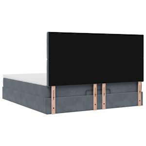 Osmanský rám postele s matracíes tmavě šedá 180x200cm samet - obrázek 9