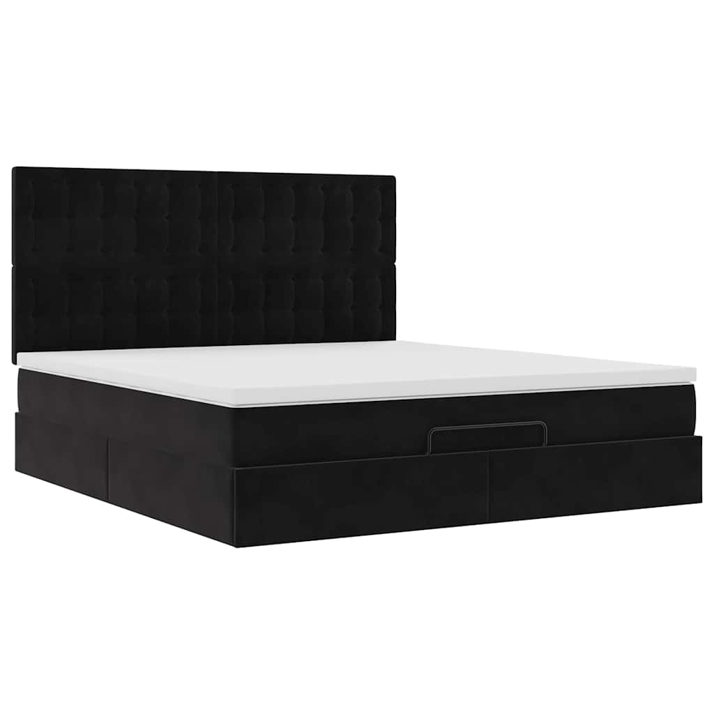 vidaXL Ottoman bed met matrassen 180x200cm fluweel zwart, foto 4