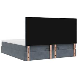 Osmanský rám postele s matrací tmavě šedý 200x200cm samet - obrázek 9