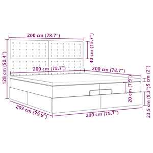 Osmanský rám postele s matrací tmavě modrý 200x200cm samet - obrázek 16