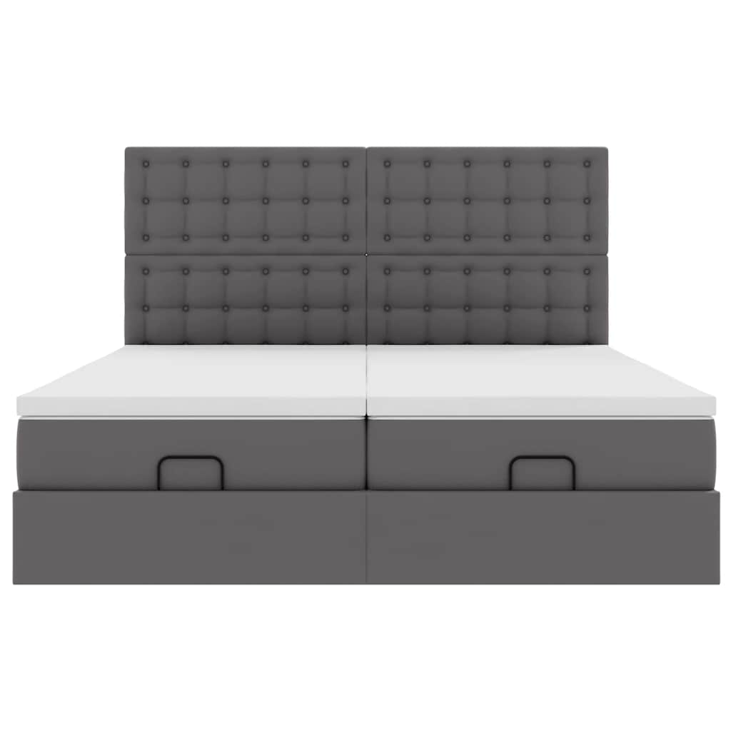 vidaXL Ottoman bed met matrassen 180x200cm kunstleer grijs, foto 4