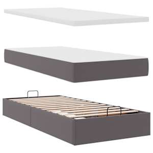 Osmanský rám postele s matrací šedá 180x200cm umělá kůže - obrázek 11