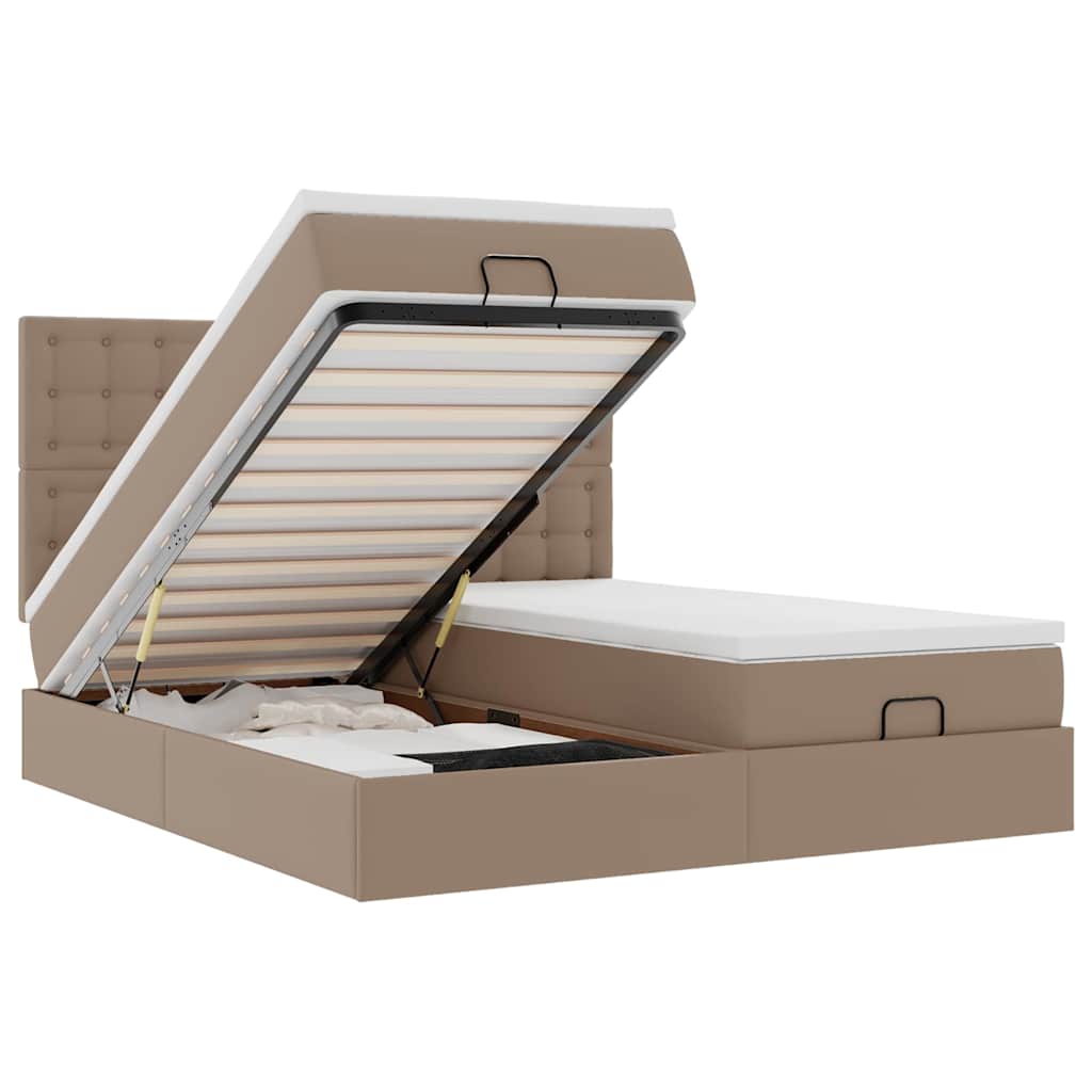 vidaXL Ottoman bed met matrassen 180x200cm kunstleer cappuccinokleurig bruin, foto 3