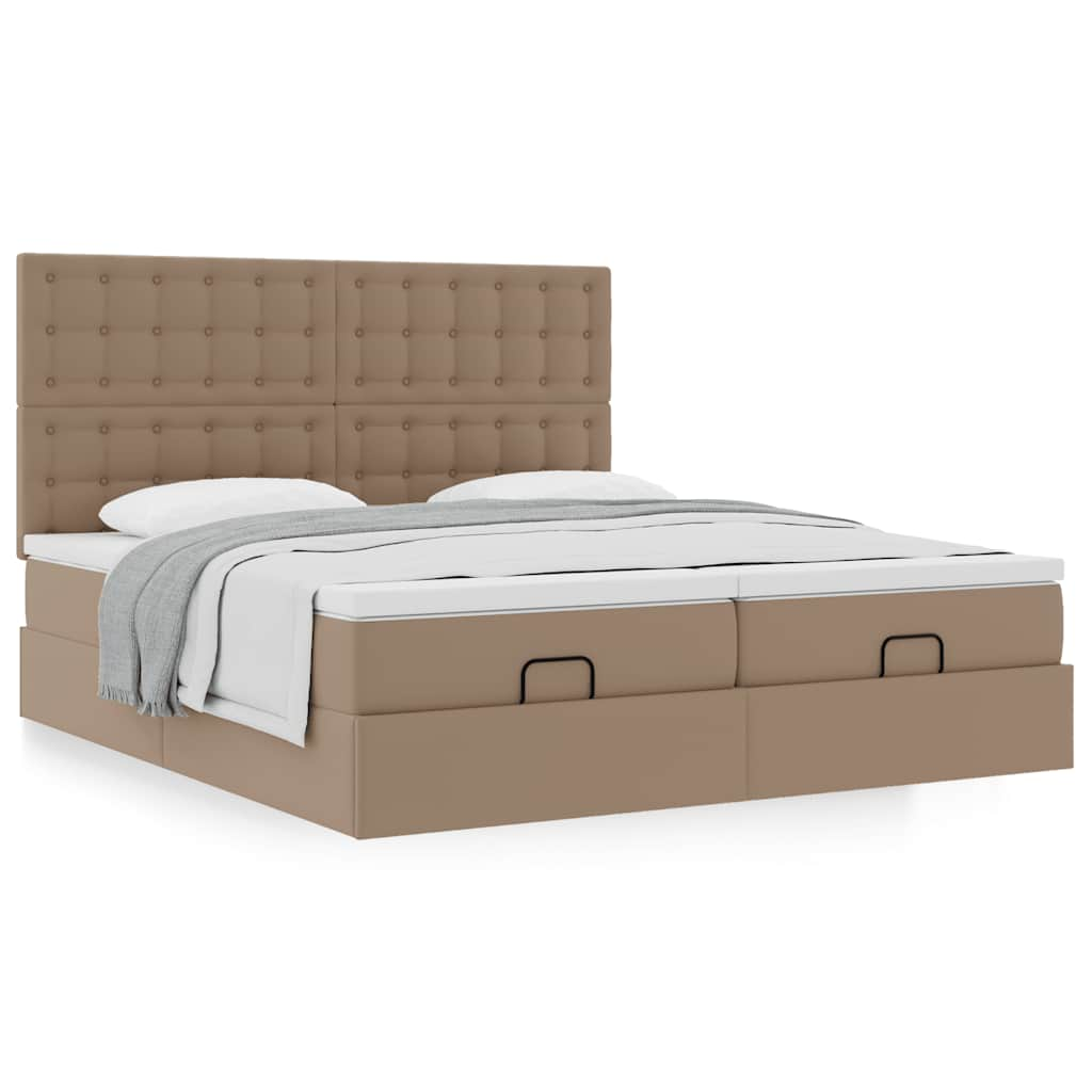 vidaXL Ottoman-Bett mit Matratzen Cappuccino 180x200cm Kunstleder