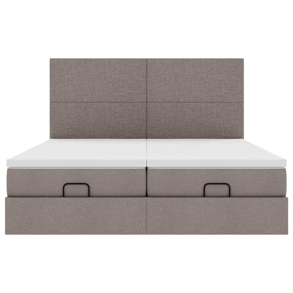 Otomanski posteljni okvir z vzmetnicami taupe 160x200 cm blago
