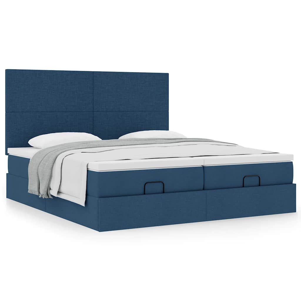 Thumbnail - vidaXL Ottoman-Bett mit Matratzen Blau 180x200 cm Stoff
